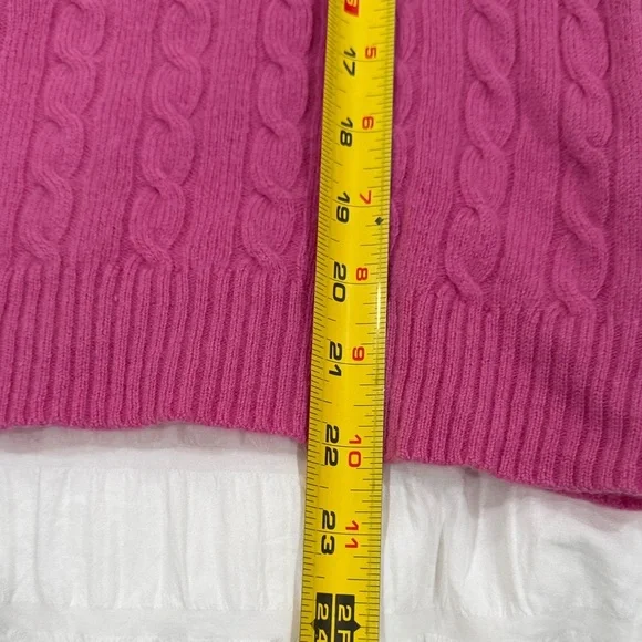 J. Crew Cashmere V-Neck Cable Knit Sweater in Pink Size M - Picture 5 of 6